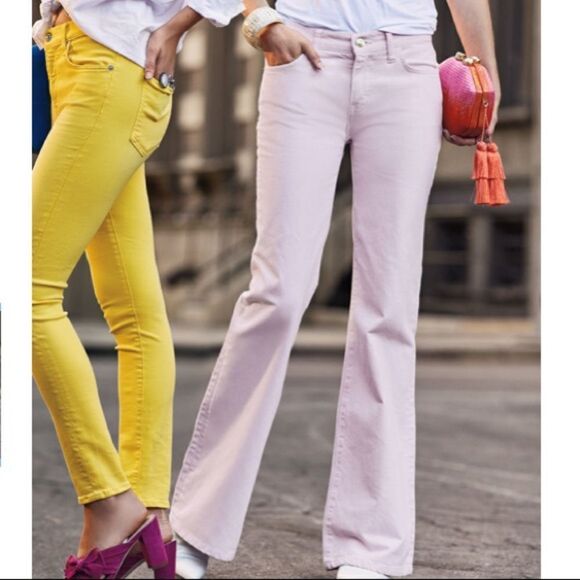 Current/Elliott Pink The Wray Mid-Rise Bell Bottom Wide Leg Jeans New Size 26 - Picture 1 of 16